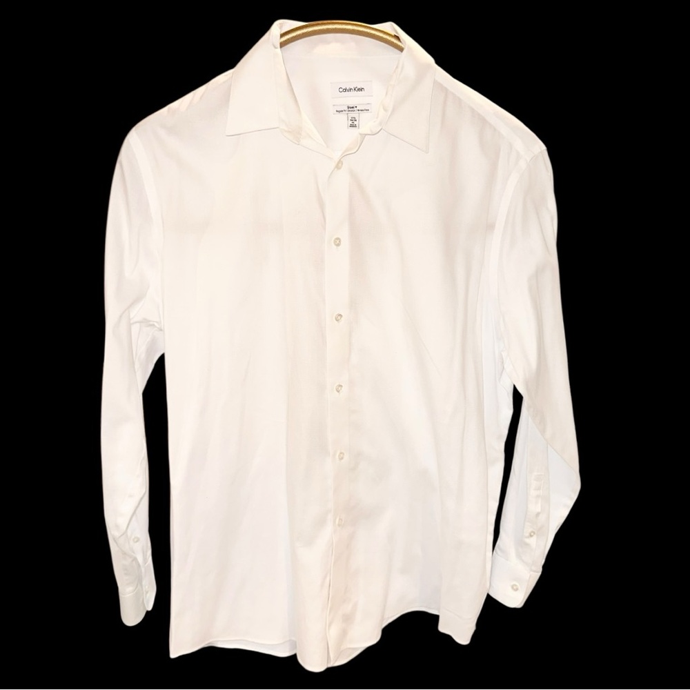 Calvin Klein Men's White Dress Shirt- SZ. 17 1/2 34/35 Perfect Condition